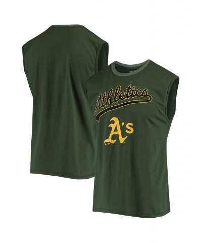 Men's Threads Green Oakland Athletics Softhand Muscle Tank Top $22.00 T-Shirts