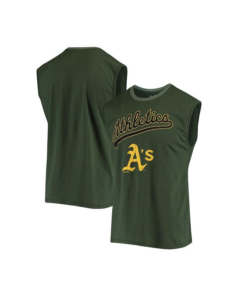 Men's Threads Green Oakland Athletics Softhand Muscle Tank Top $22.00 T-Shirts