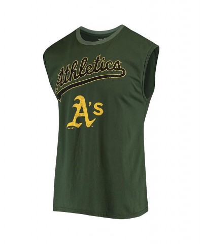 Men's Threads Green Oakland Athletics Softhand Muscle Tank Top $22.00 T-Shirts