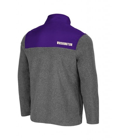 Men's Heathered Charcoal, Purple Washington Huskies Huff Snap Pullover $32.25 Sweatshirt