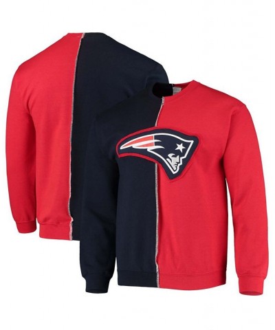 Men's Navy, Red New England Patriots Split Center Pullover Sweatshirt $36.80 Sweatshirt