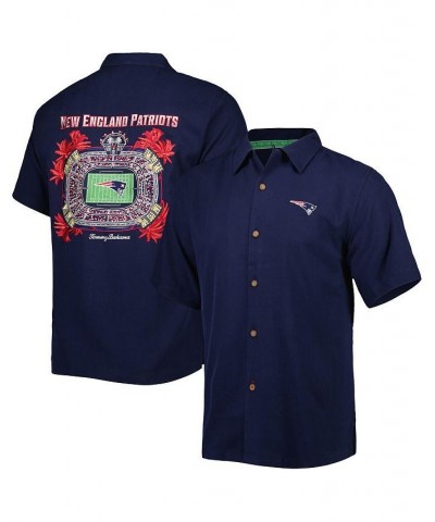 Men's Navy New England Patriots Top of Your Game Camp Button-Up Shirt $70.30 Shirts