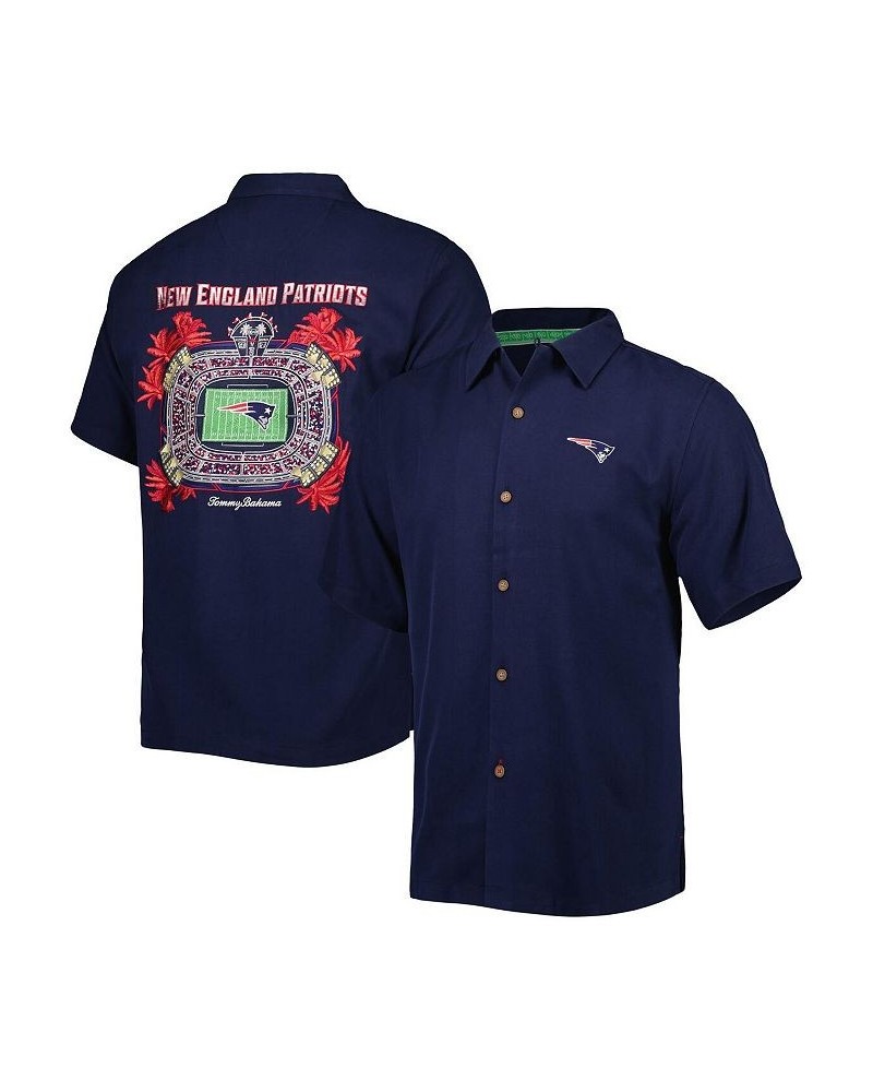 Men's Navy New England Patriots Top of Your Game Camp Button-Up Shirt $70.30 Shirts