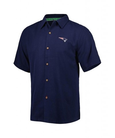 Men's Navy New England Patriots Top of Your Game Camp Button-Up Shirt $70.30 Shirts