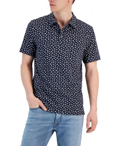 Men's Modern-Fit Field Print Polo Shirt Blue $34.78 Polo Shirts