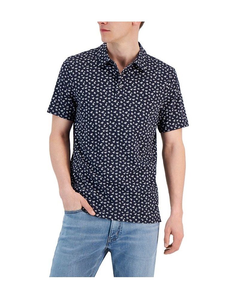 Men's Modern-Fit Field Print Polo Shirt Blue $34.78 Polo Shirts