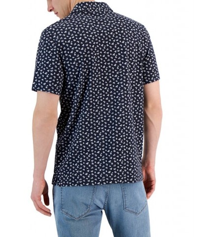 Men's Modern-Fit Field Print Polo Shirt Blue $34.78 Polo Shirts