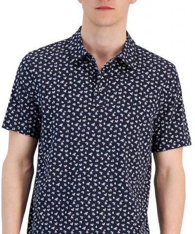 Men's Modern-Fit Field Print Polo Shirt Blue $34.78 Polo Shirts