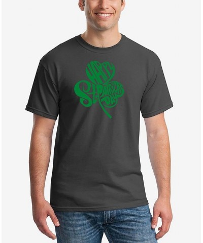 Men's St. Patrick's Day Shamrock Word Art Graphic T-shirt Gray $18.54 T-Shirts