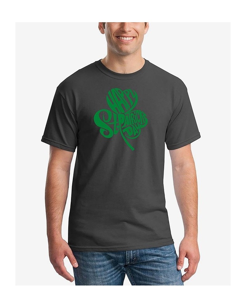 Men's St. Patrick's Day Shamrock Word Art Graphic T-shirt Gray $18.54 T-Shirts