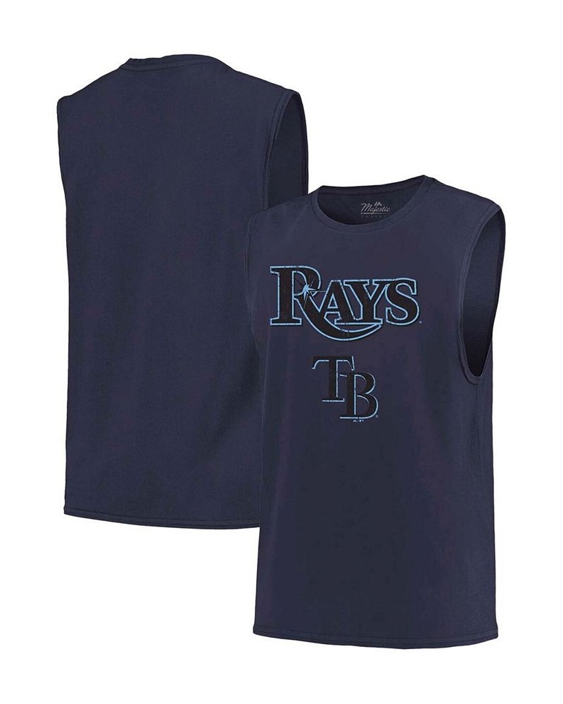 Men's Navy Tampa Bay Rays Softhand Muscle Tank Top $23.00 T-Shirts