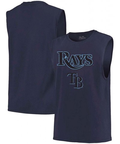 Men's Navy Tampa Bay Rays Softhand Muscle Tank Top $23.00 T-Shirts