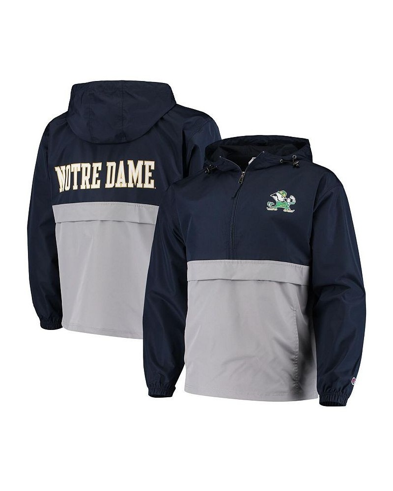 Men's Navy Notre Dame Fighting Irish Colorblock Packable Half-Zip Jacket $27.95 Jackets