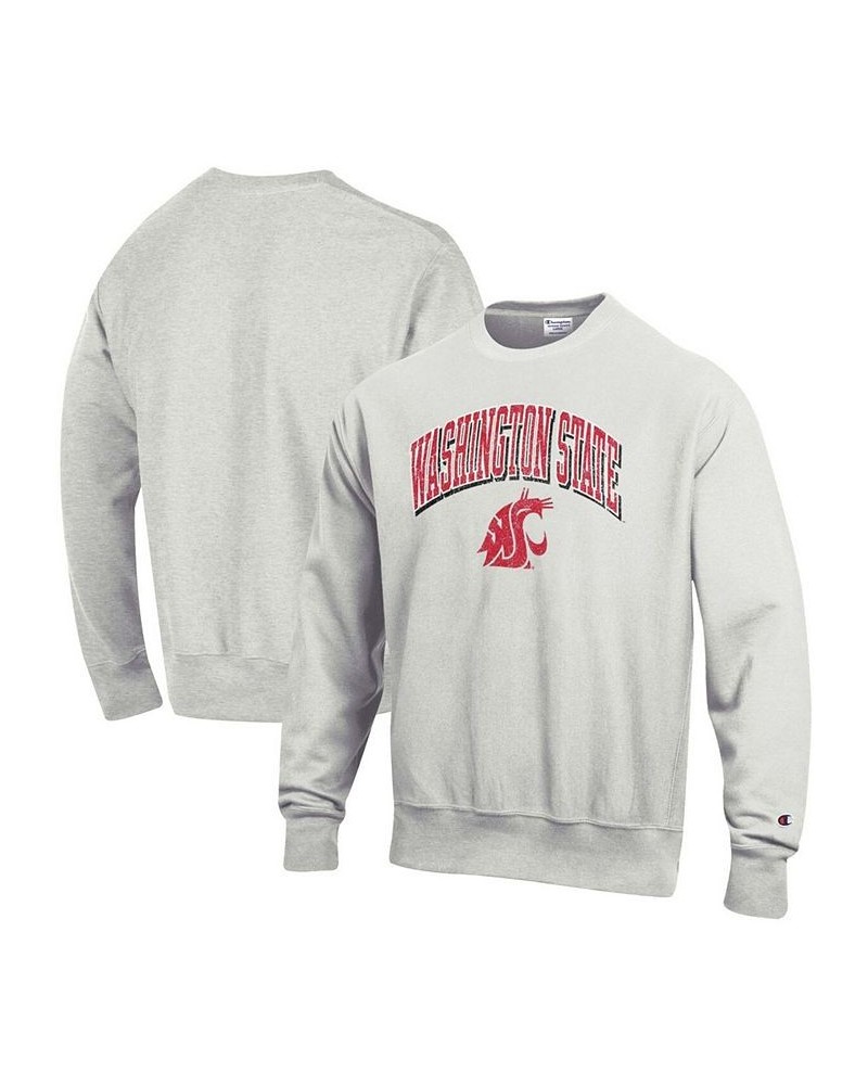 Men's Heathered Gray Washington State Cougars Arch Over Logo Reverse Weave Pullover Sweatshirt $39.95 Sweatshirt