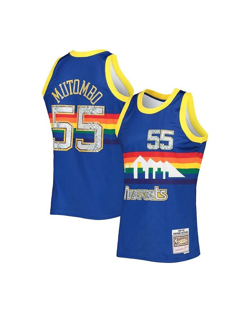 Men's Dikembe Mutombo Royal Denver Nuggets 1991-92 Hardwood Classics 75th Anniversary Diamond Swingman Jersey $60.80 Jersey