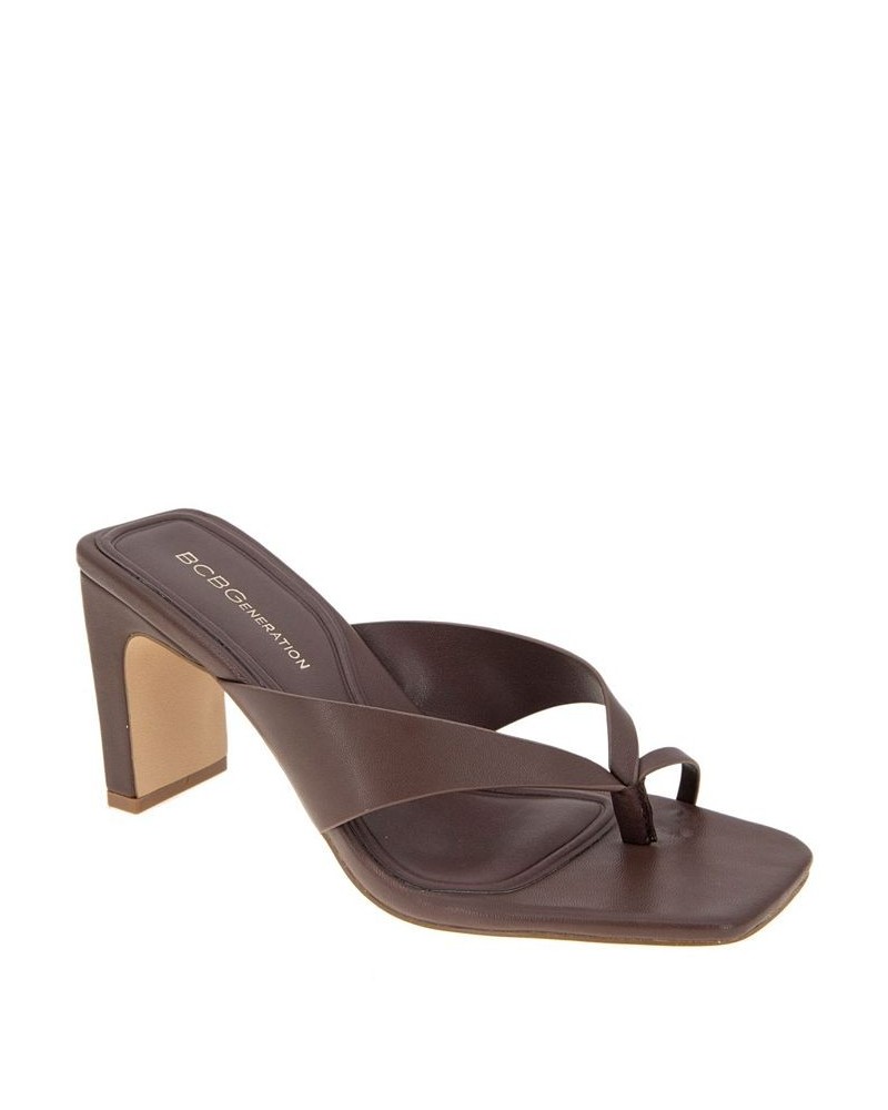 Women's Flian Toe Ring Sandal Brown $59.50 Shoes