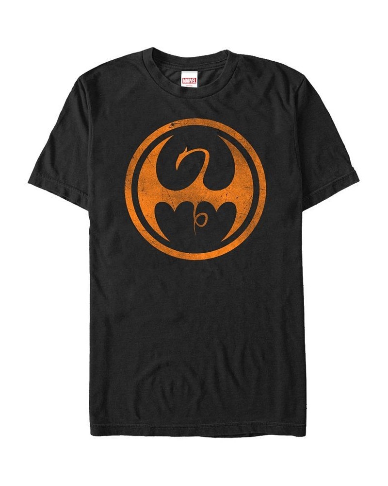 Marvel Men's Iron Fist Distressed Orange Logo Short Sleeve T-Shirt Black $15.40 T-Shirts