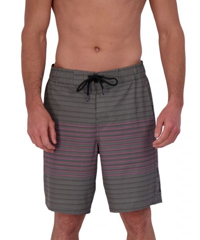 Men's 9" Striped Eboard Swim Shorts Black $27.95 Swimsuits