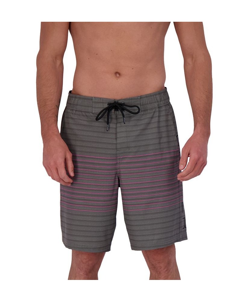 Men's 9" Striped Eboard Swim Shorts Black $27.95 Swimsuits