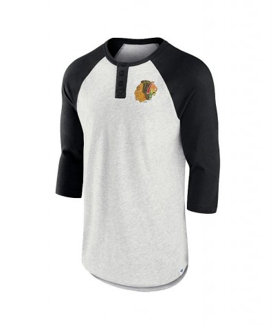 Men's Branded Ash, Black Chicago Blackhawks True Classics Better Believe Raglan Henley Three-Quarter Sleeve T-shirt $20.00 T-...