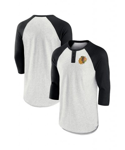 Men's Branded Ash, Black Chicago Blackhawks True Classics Better Believe Raglan Henley Three-Quarter Sleeve T-shirt $20.00 T-...