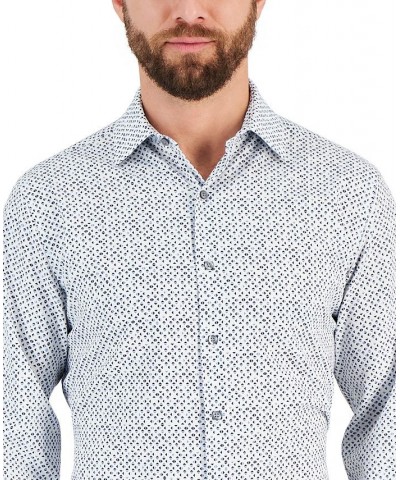 Men's Slim Fit 4-Way Stretch Azules Geo-Print Dress Shirt Blue $17.85 Dress Shirts