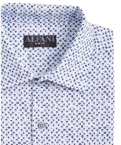 Men's Slim Fit 4-Way Stretch Azules Geo-Print Dress Shirt Blue $17.85 Dress Shirts