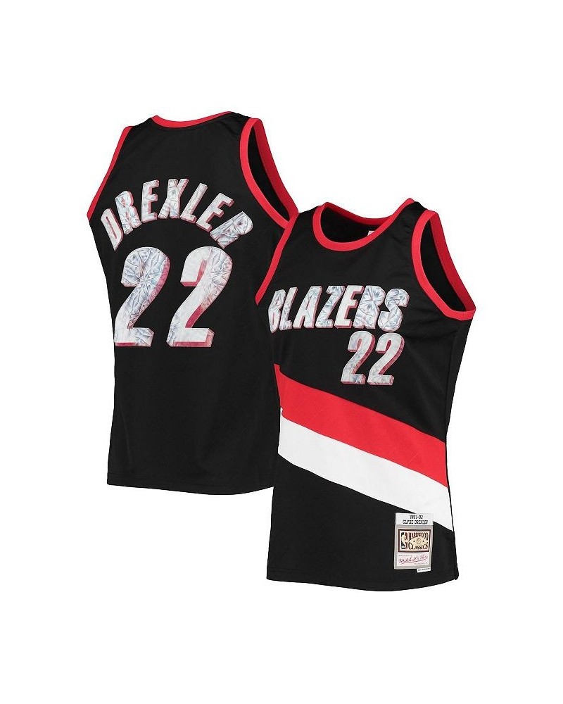 Men's Clyde Drexler Black Portland Trail Blazers 1991-92 Hardwood Classics 75th Anniversary Diamond Swingman Jersey $60.80 Je...