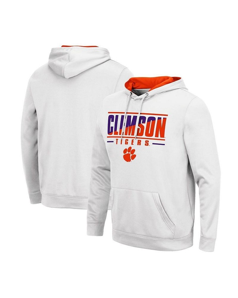 Men's White Clemson Tigers Slash Stack 2.0 Pullover Hoodie $31.20 Sweatshirt