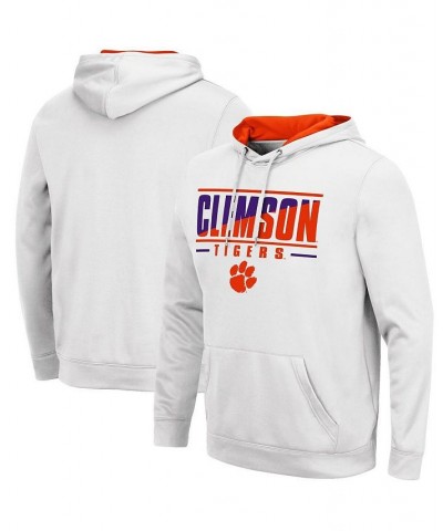 Men's White Clemson Tigers Slash Stack 2.0 Pullover Hoodie $31.20 Sweatshirt