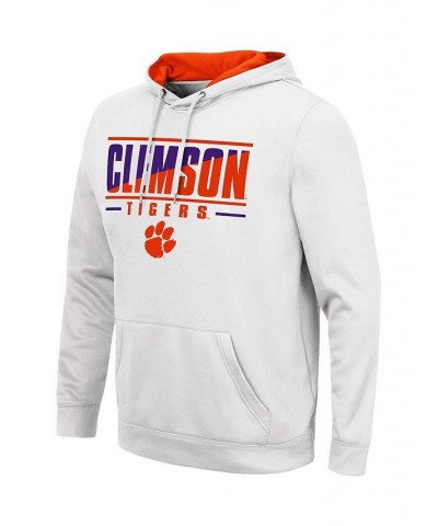 Men's White Clemson Tigers Slash Stack 2.0 Pullover Hoodie $31.20 Sweatshirt