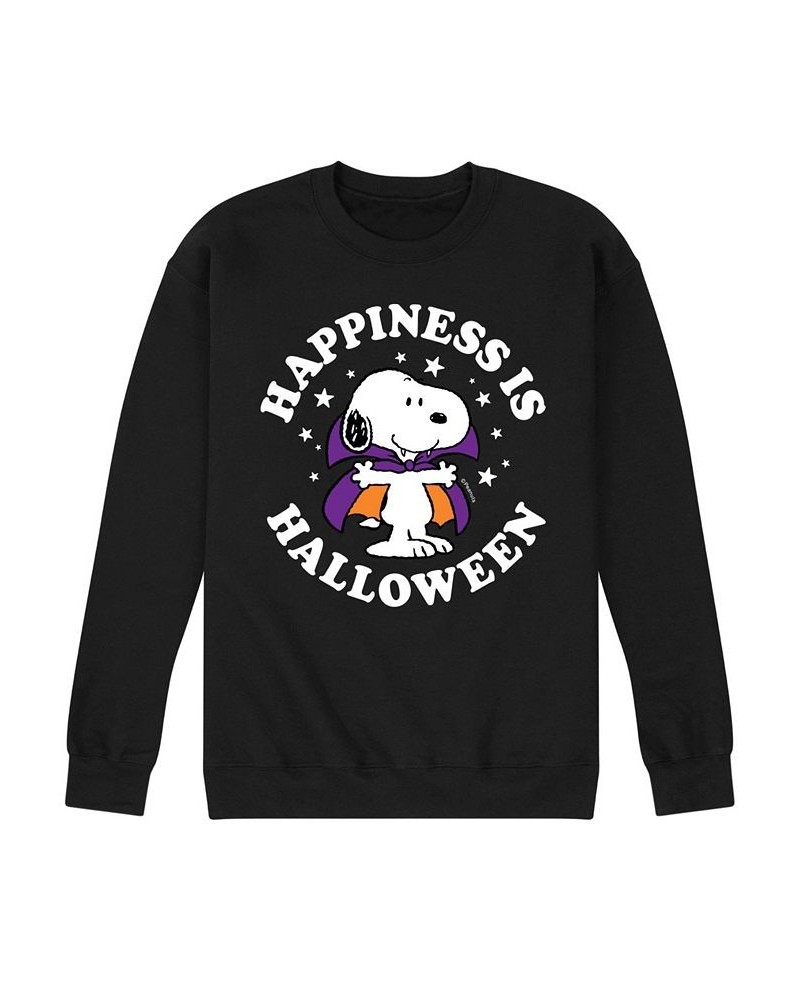 Men's Peanuts Happiness Fleece T-shirt Black $25.85 T-Shirts