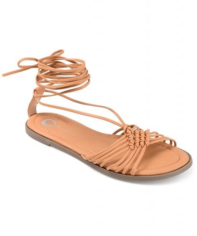 Women's Jess Tie-Up Sandals Tan/Beige $36.80 Shoes