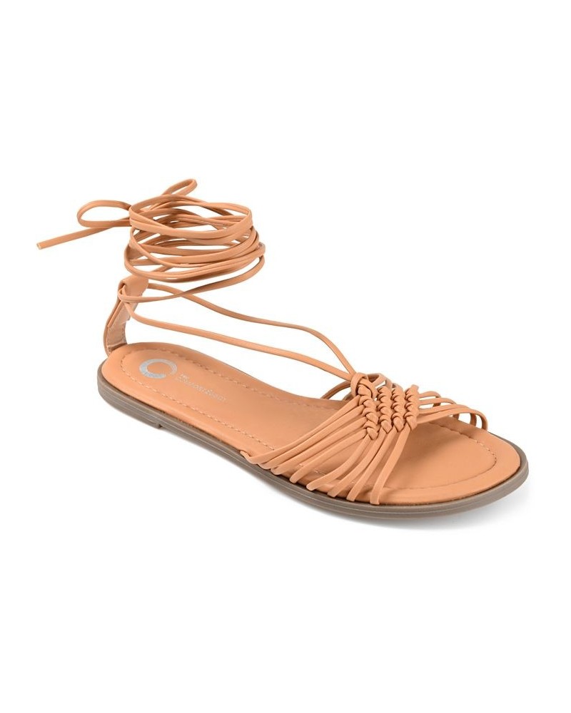 Women's Jess Tie-Up Sandals Tan/Beige $36.80 Shoes