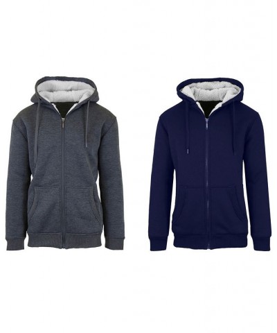 Men's Modern Fit Sherpa Lined Fleece Zip-Up Hoodie, Pack of 2 Charcoal, Navy $42.12 Sweatshirt