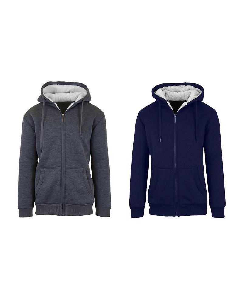 Men's Modern Fit Sherpa Lined Fleece Zip-Up Hoodie, Pack of 2 Charcoal, Navy $42.12 Sweatshirt