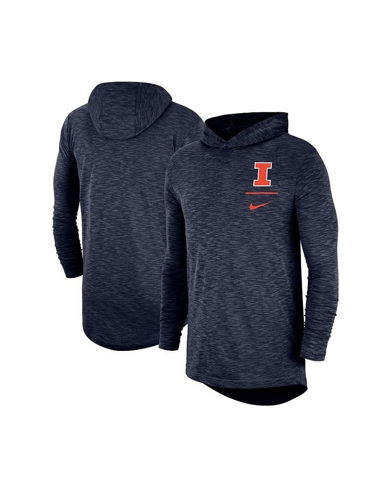 Men's Navy Illinois Fighting Illini Slub Performance Long Sleeve Hoodie T-shirt $30.10 T-Shirts