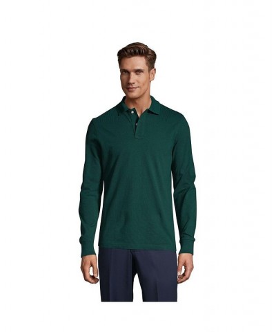 School Uniform Men's Long Sleeve Mesh Polo Shirt Green $17.18 Polo Shirts