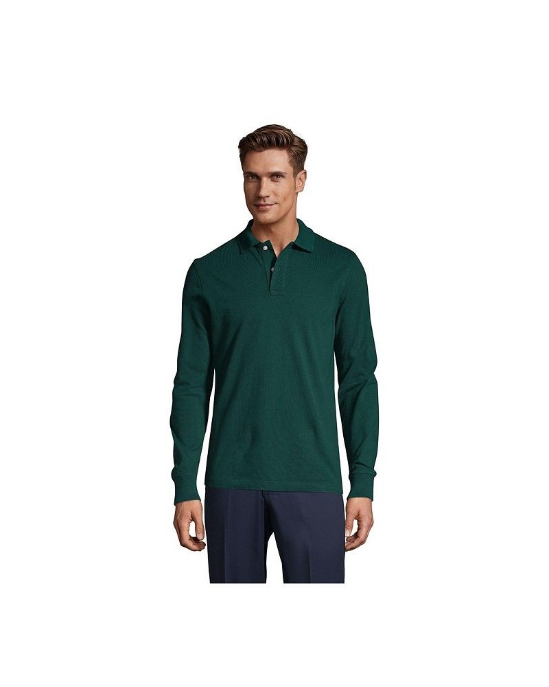 School Uniform Men's Long Sleeve Mesh Polo Shirt Green $17.18 Polo Shirts