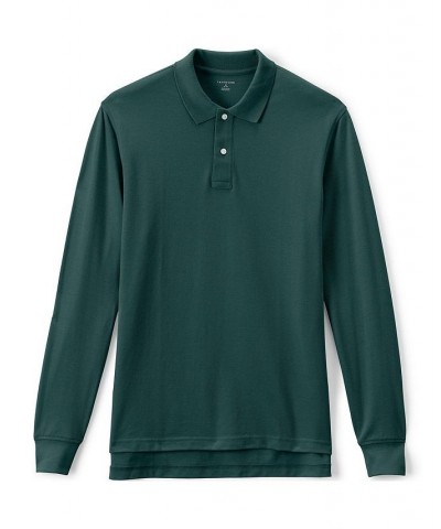 School Uniform Men's Long Sleeve Mesh Polo Shirt Green $17.18 Polo Shirts