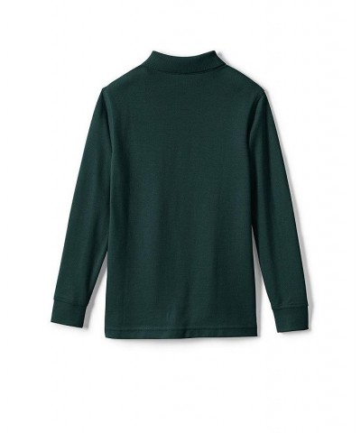 School Uniform Men's Long Sleeve Mesh Polo Shirt Green $17.18 Polo Shirts