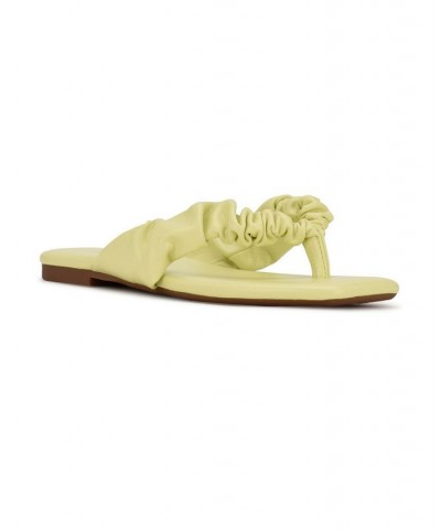 Women's Daxx Flat Thong Sandals Yellow $31.86 Shoes