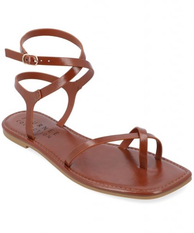 Women's Charra Strappy Sandals Brown $30.10 Shoes