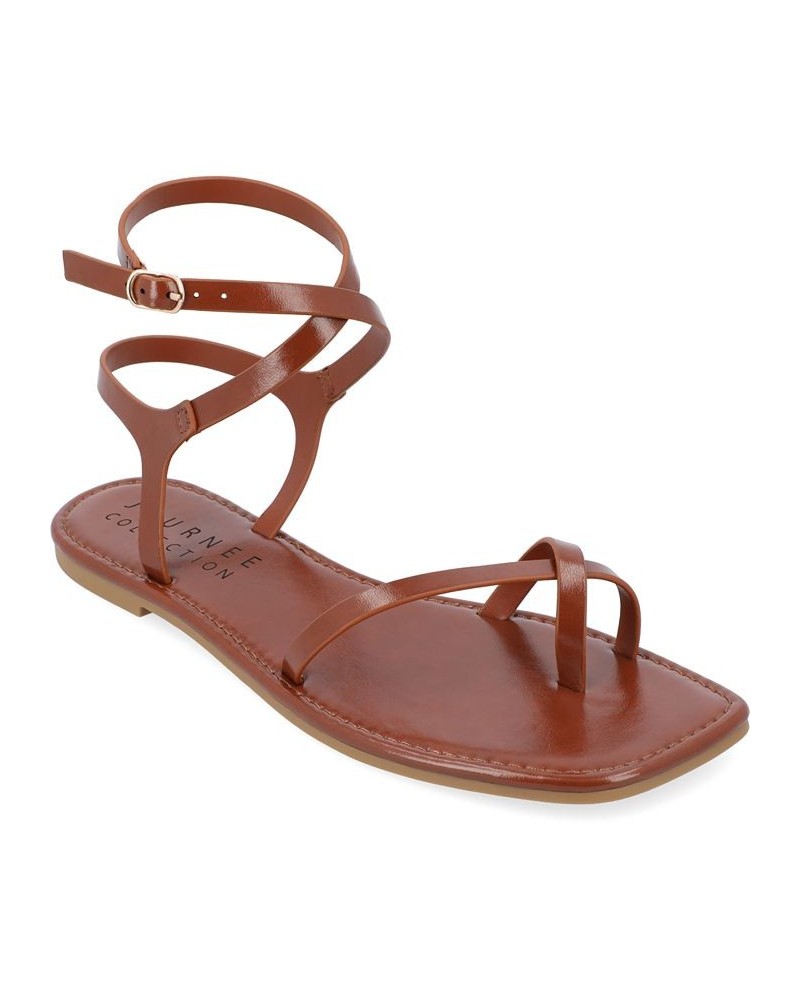 Women's Charra Strappy Sandals Brown $30.10 Shoes