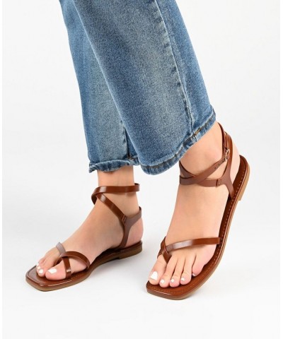 Women's Charra Strappy Sandals Brown $30.10 Shoes