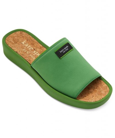 Women's Spree Slide Flat Sandals Green $60.04 Shoes