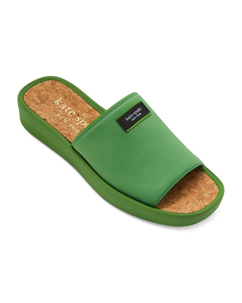 Women's Spree Slide Flat Sandals Green $60.04 Shoes