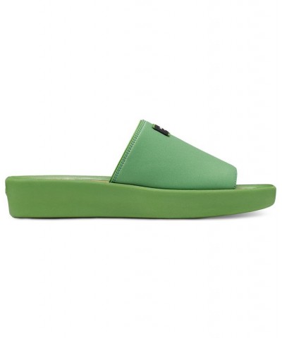 Women's Spree Slide Flat Sandals Green $60.04 Shoes