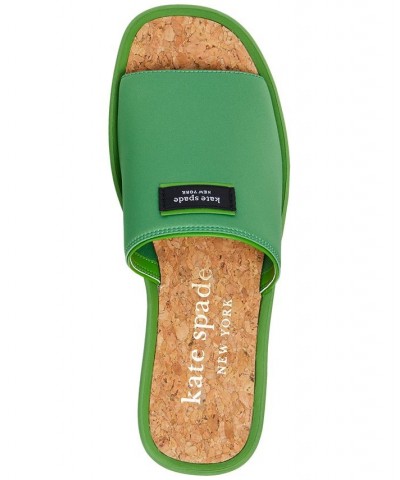 Women's Spree Slide Flat Sandals Green $60.04 Shoes