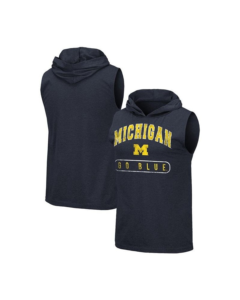 Men's Navy Michigan Wolverines Varsity Hoodie Tank Top $17.60 T-Shirts